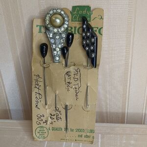 Vintage 1920s 1930s Lady Claire Hat Pins Lot Of 5 Rhinestone Pearl Retro Glam